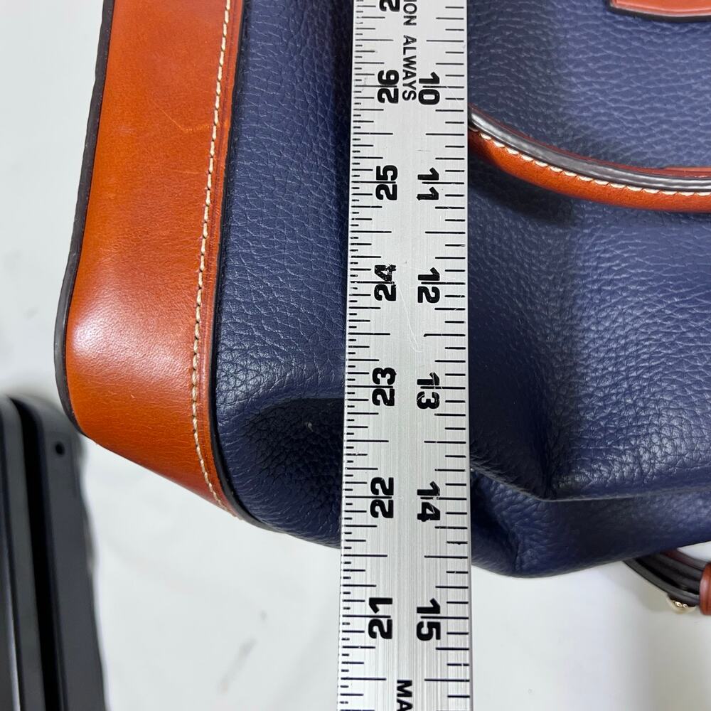 Dooney & Bourke Pebble Grain Perry Satchel Blue w/ Caramel Trim Gold Red Lining - Picture 13 of 14